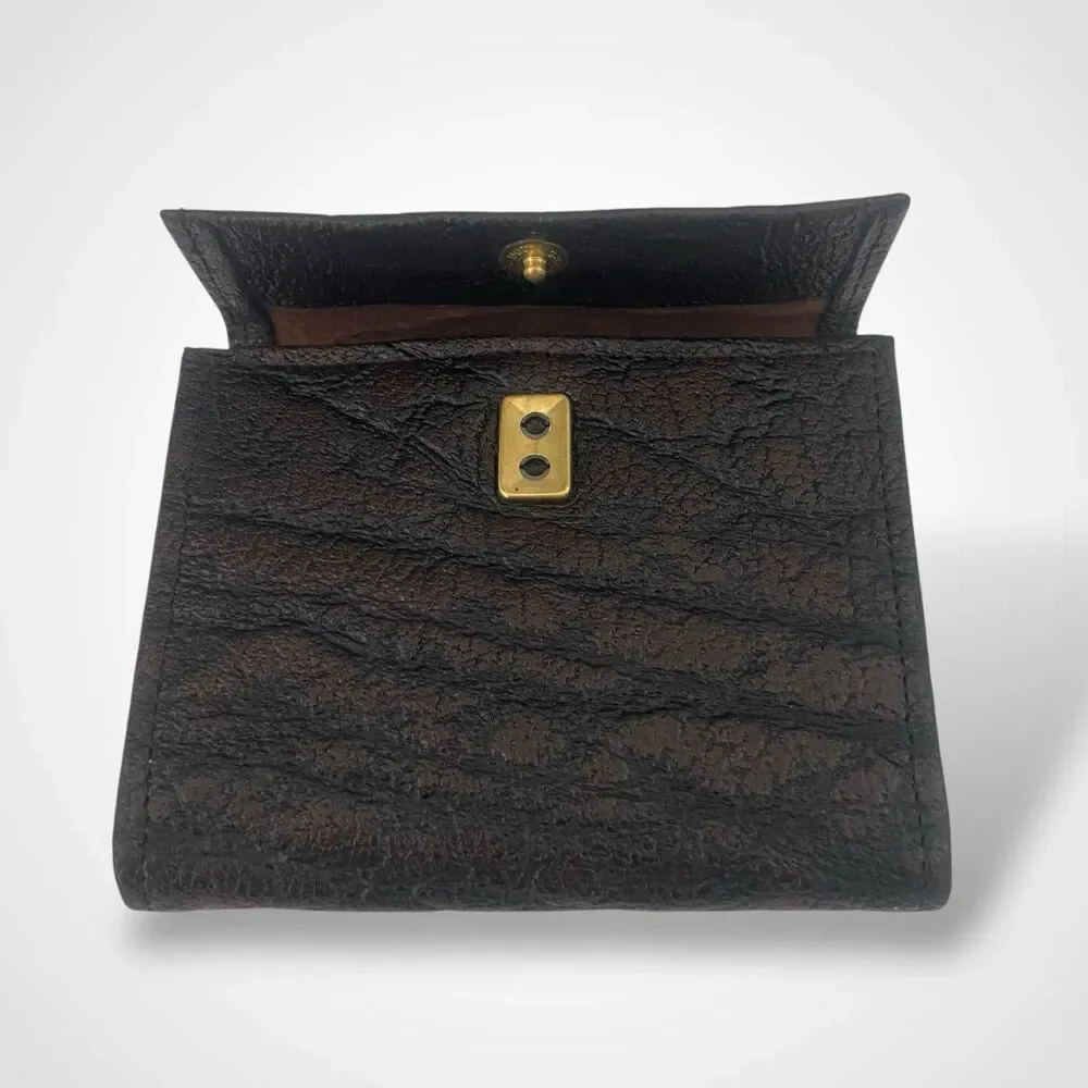 Justin Rhino Water Buffalo Key Holder Wallet Brown Leather Vintage Handmade